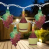 10-Count Grape And Wine Bottle Novelty String Christmas Light Set, 7.5ft White Wire