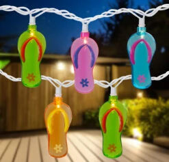 10-Count Summer Flip Flop Novelty String Christmas Light Set, 7.25ft White Wire