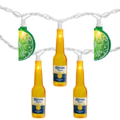 10-Count Corona Extra Beer Bottle And Lime Summer Patio Lights - 9ft White Wire