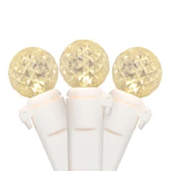 50 Count Warm White LED G12 Berry Mini Christmas Lights, 15.9 Ft White Wire