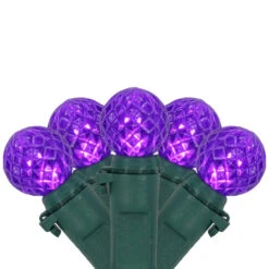 50 Count Purple LED G12 Berry Christmas Lights, 15.9 Ft Green Wire