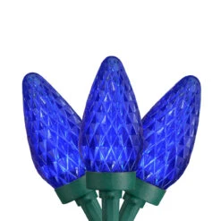 50ct Blue LED Faceted C9 Christmas Light Set, 20.25ft Green Wire