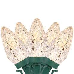 50 Count Warm White LED C7 Faceted Christmas Lights, 20.25 Ft Green Wire