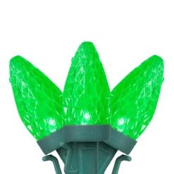 50 Count Green LED C7 Faceted Christmas Lights, 20.25 Ft Green Wire