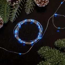 100ct Blue LED Micro Fairy Lights, 16ft Copper Wire