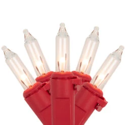 100ct Clear Mini Valentine's Day Light Set, 20ft Red Wire