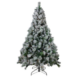 7.5' Pre-Lit Flocked Somerset Spruce Artificial Christmas Tree - Clear Lights