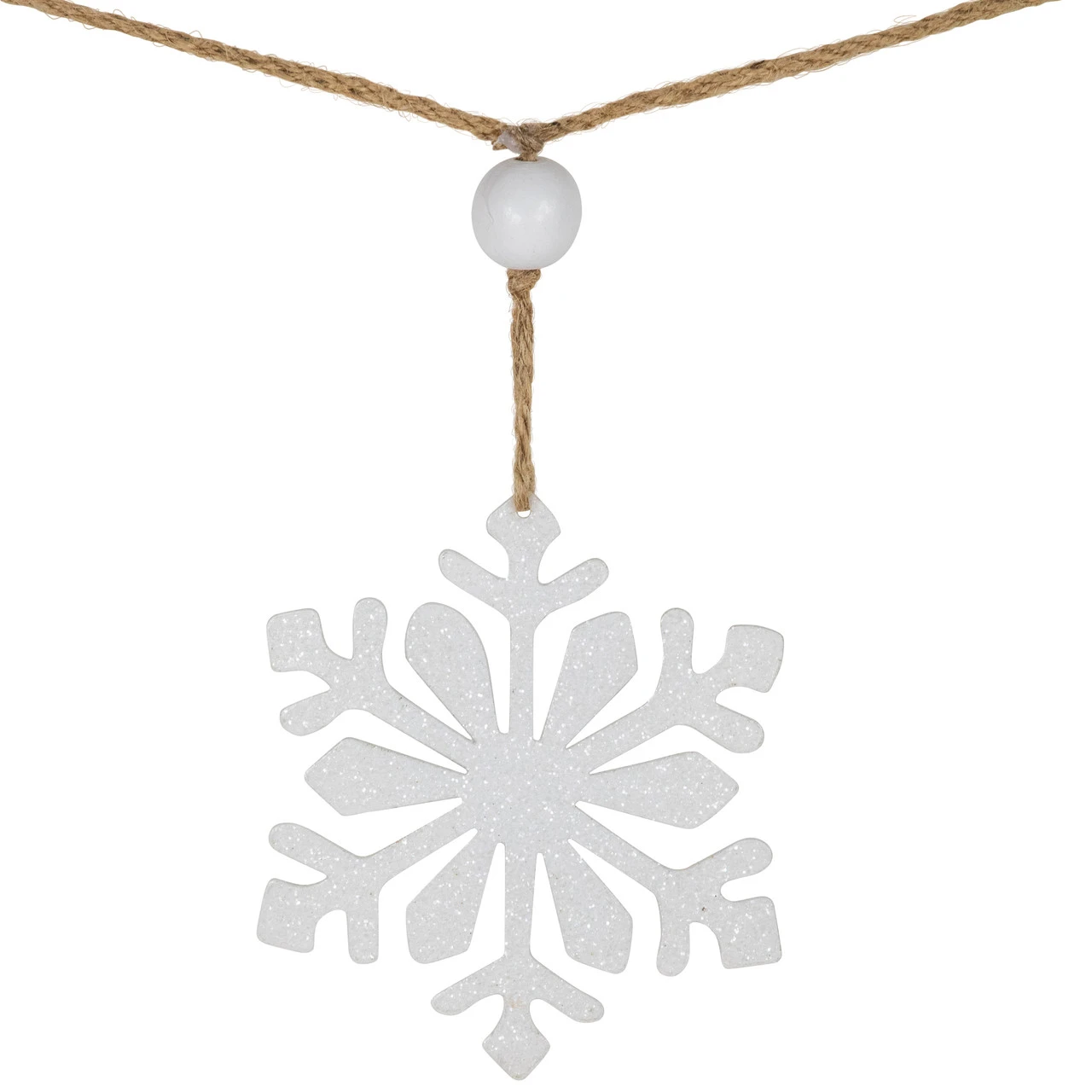 4.75" Snowflake And Frosted Pine Christmas Garland With Wooden Beads - Unlit - Image 6