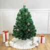 4' Pre-Lit Potted Fiber Optic Artificial Christmas Tree With Stars - Multicolor Lights
