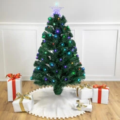 4' Pre-Lit LED Fiber Optic Artificial Christmas Tree With Color Changing Stars