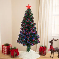 3' Pre-Lit Color Changing Fiber Optic Christmas Tree With Red Berries