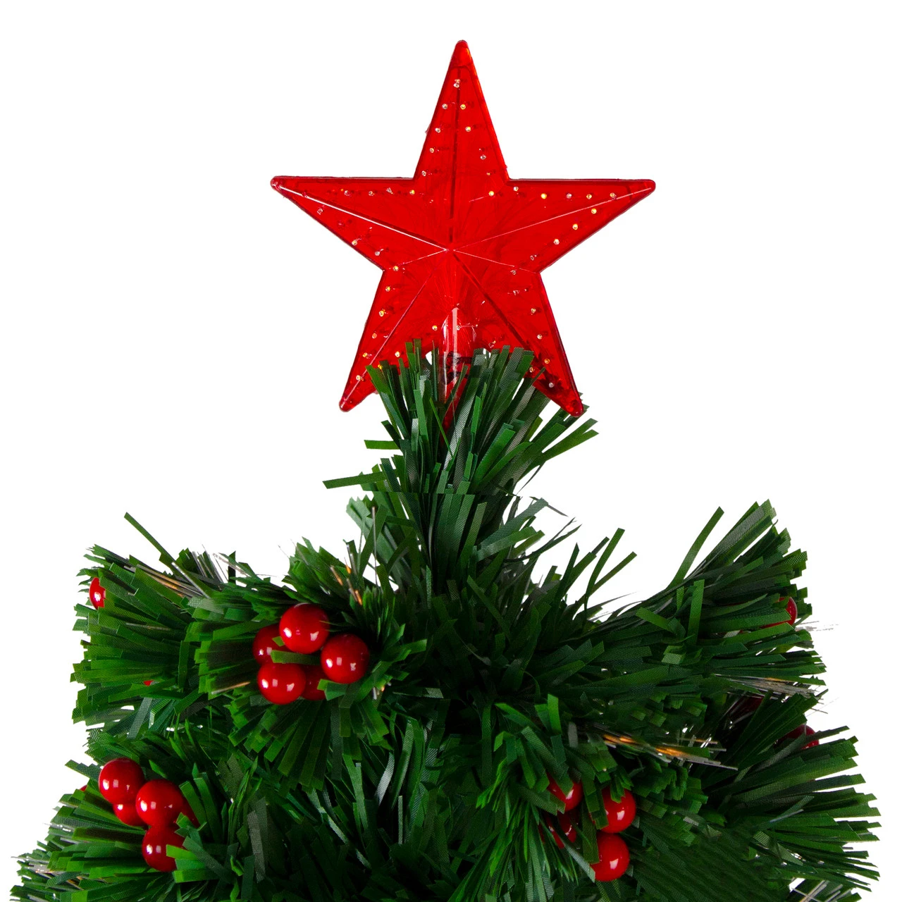 4' Pre-Lit Color Changing Artificial Christmas Tree With Red Berries - Image 5
