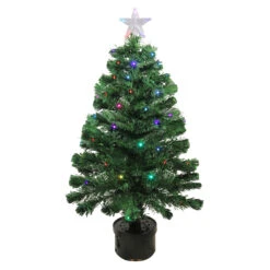 3' Pre-Lit LED Color Changing Fiber Optic Christmas Tree With Star Tree Topper