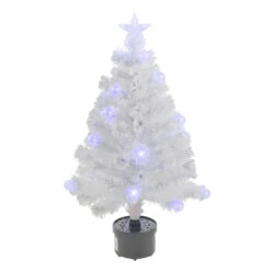 3' Pre-Lit White Fiber Optic Artificial Christmas Tree, White Lights