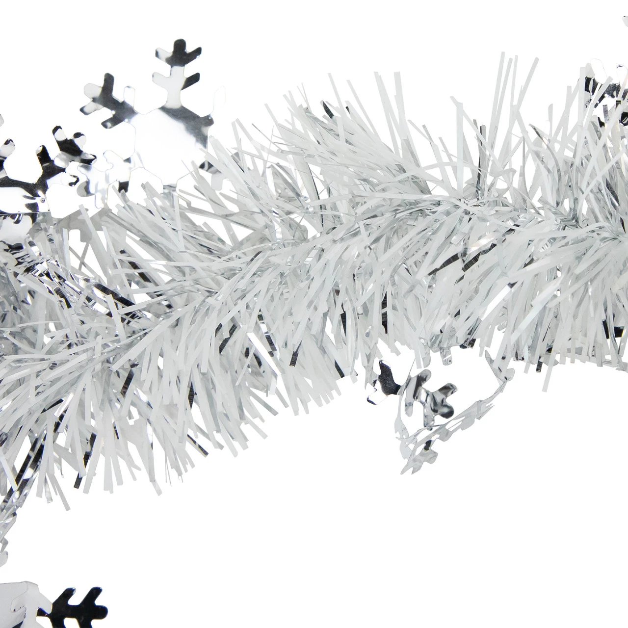 50' X 2" White And Silver Christmas Tinsel Garland With Snowflakes - Unlit - Image 5