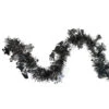 Black And Silver With Ghosts Halloween Tinsel Garland - 50 Feet, Unlit