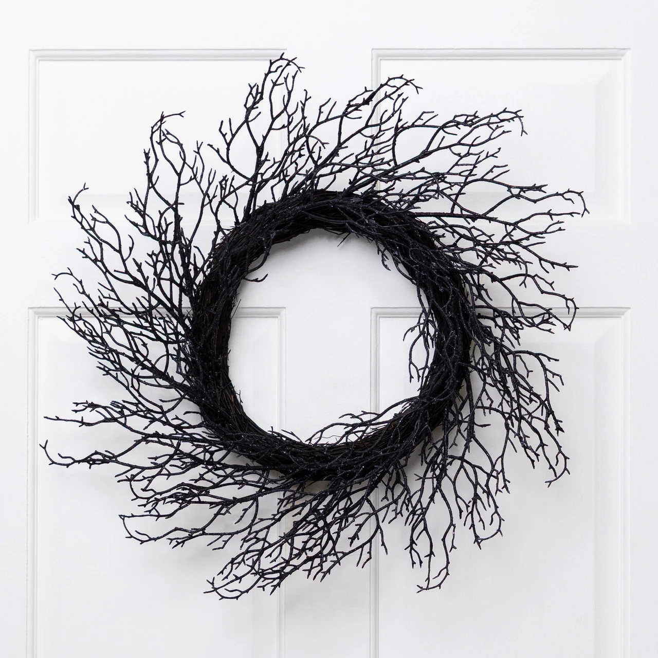Black Twig Artificial Halloween Wreath, 24-Inch, Unlit