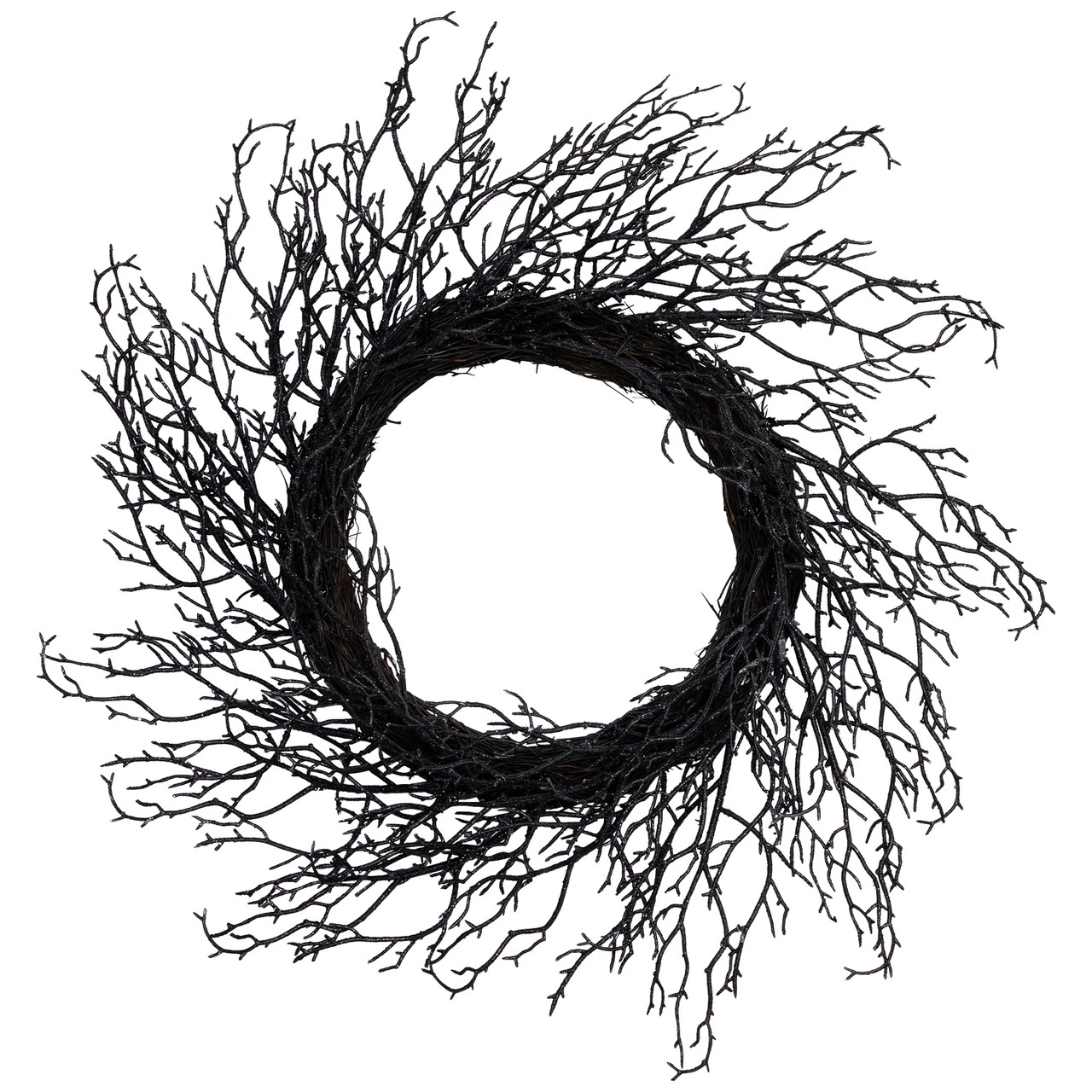 Black Twig Artificial Halloween Wreath, 24-Inch, Unlit - Image 2