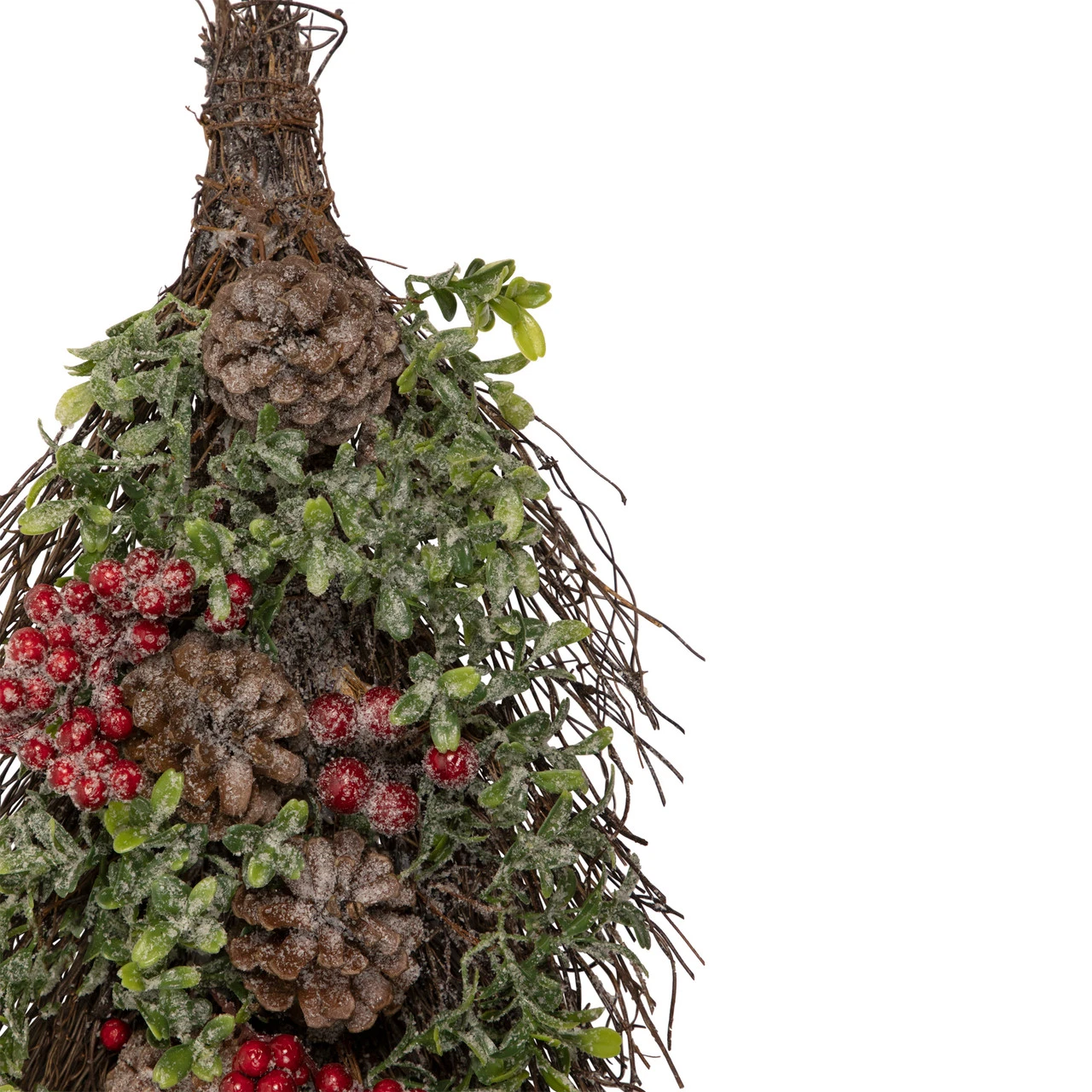 28" Glittered Pine Cone And Berry Artificial Teardrop Christmas Swag - Unlit - Image 4