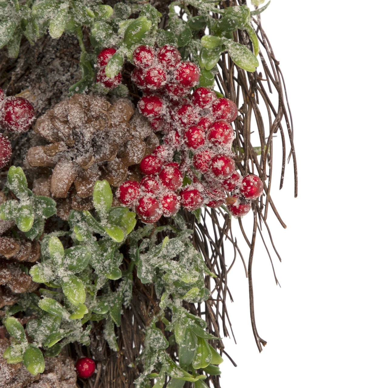 28" Glittered Pine Cone And Berry Artificial Teardrop Christmas Swag - Unlit - Image 3