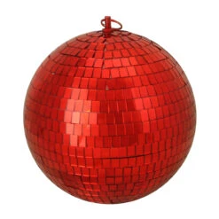 Shiny Red Hot Mirrored Disco Glass Christmas Ball Ornament 8" (200mm)