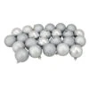 24ct Silver 4-Finish Shatterproof Christmas Ball Ornaments 2.5" (60mm)