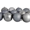12ct Gray Shatterproof 4-Finish Christmas Ball Ornaments 4" (100mm)
