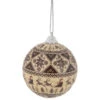 14-Piece Brown Nordic Print Decoupage Christmas Ball Ornament Set, 2.25" (60mm)
