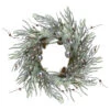 28" Artificial Pine Frosted Christmas Wreath With Silver Berries-Unlit