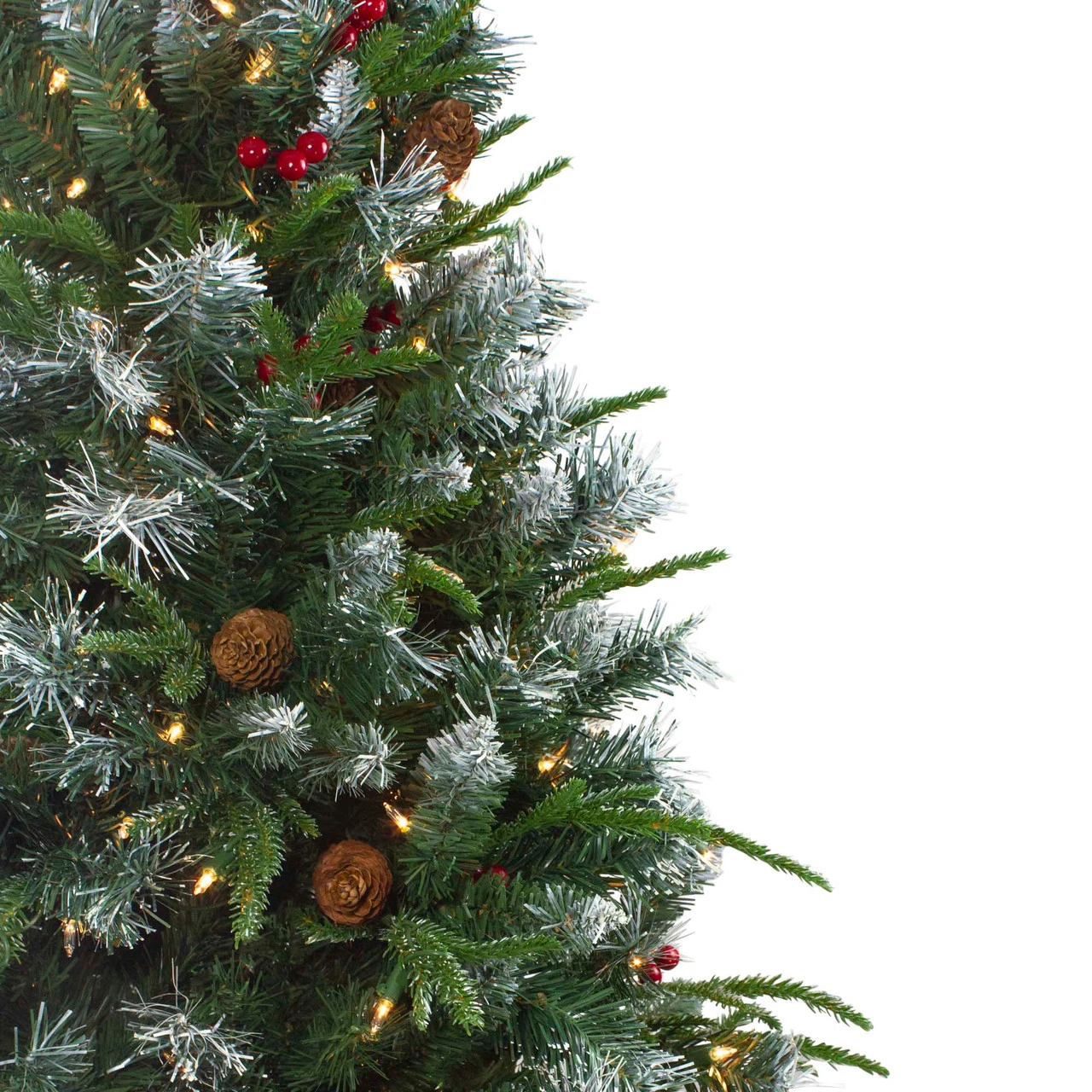 6' Pre-Lit Frosted Mixed Berry Pine Artificial Christmas Tree - Clear Lights - Image 2
