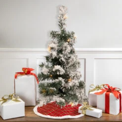 2' Pre-Lit Medium Flocked Bristol Pine Artificial Christmas Tree - Warm Clear LED Lights