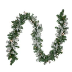 9' X 10" Pre-lit Heavily Flocked Pine Artificial Christmas Garland - Clear Lights
