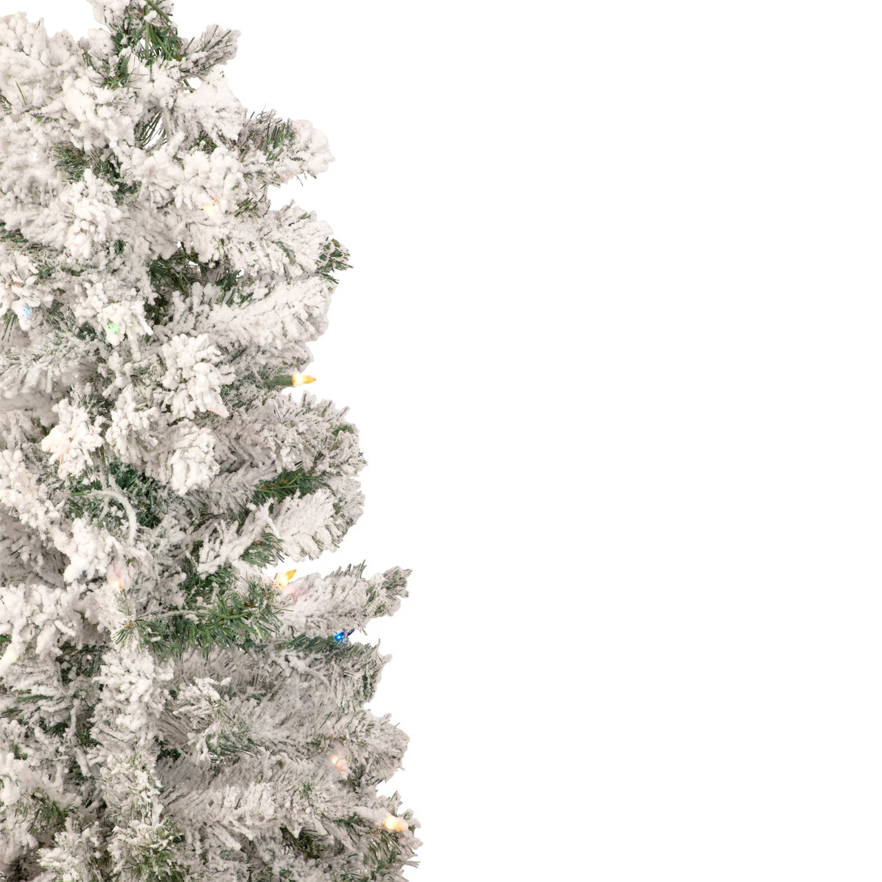 4.5' Pre-Lit Medium Heavily Flocked Pine Artificial Christmas Tree, Multicolor Lights - Image 4