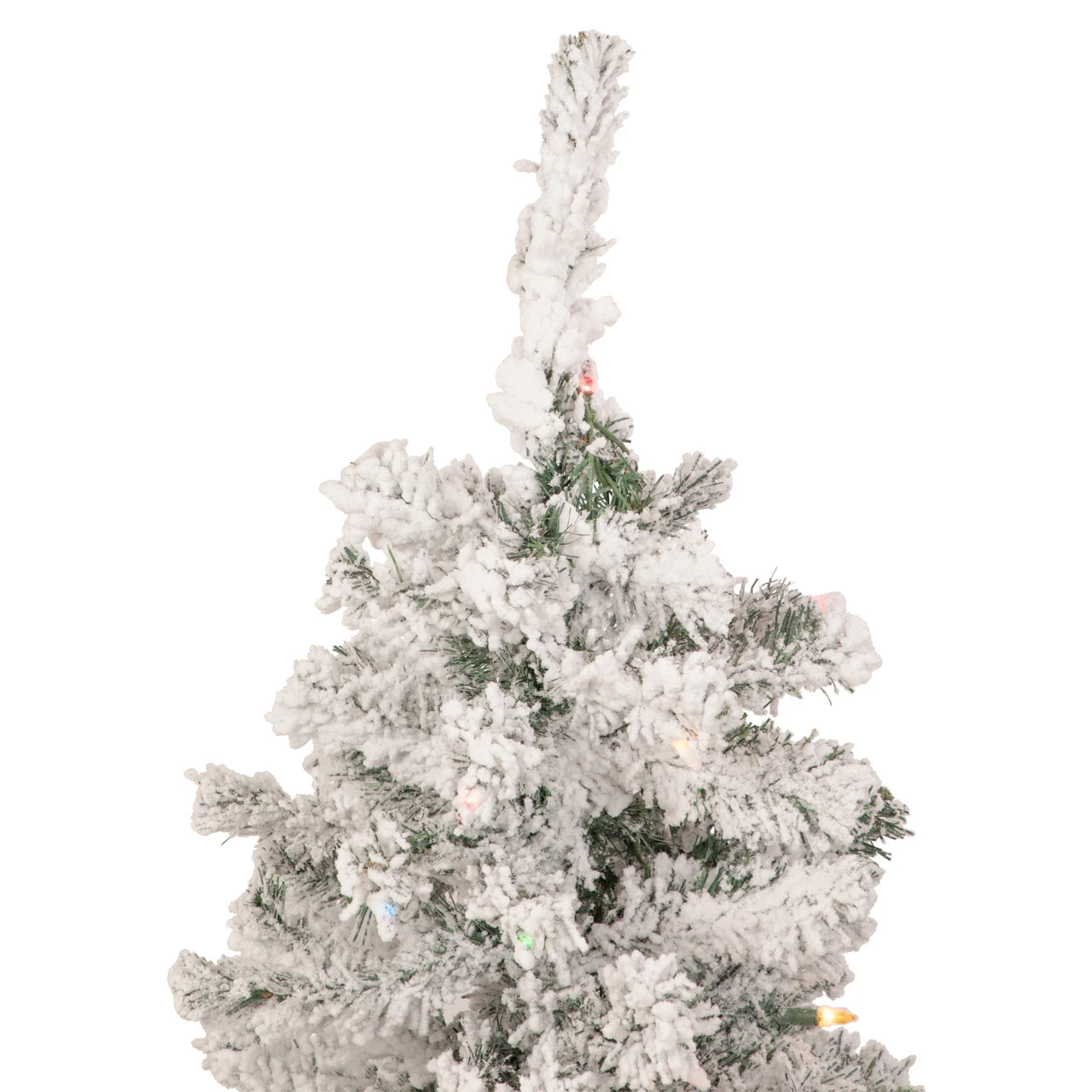4.5' Pre-Lit Medium Heavily Flocked Pine Artificial Christmas Tree, Multicolor Lights - Image 3