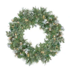 Pre-Lit Snow Mountain Pine Artificial Christmas Wreath - 30-Inch, Clear Lights