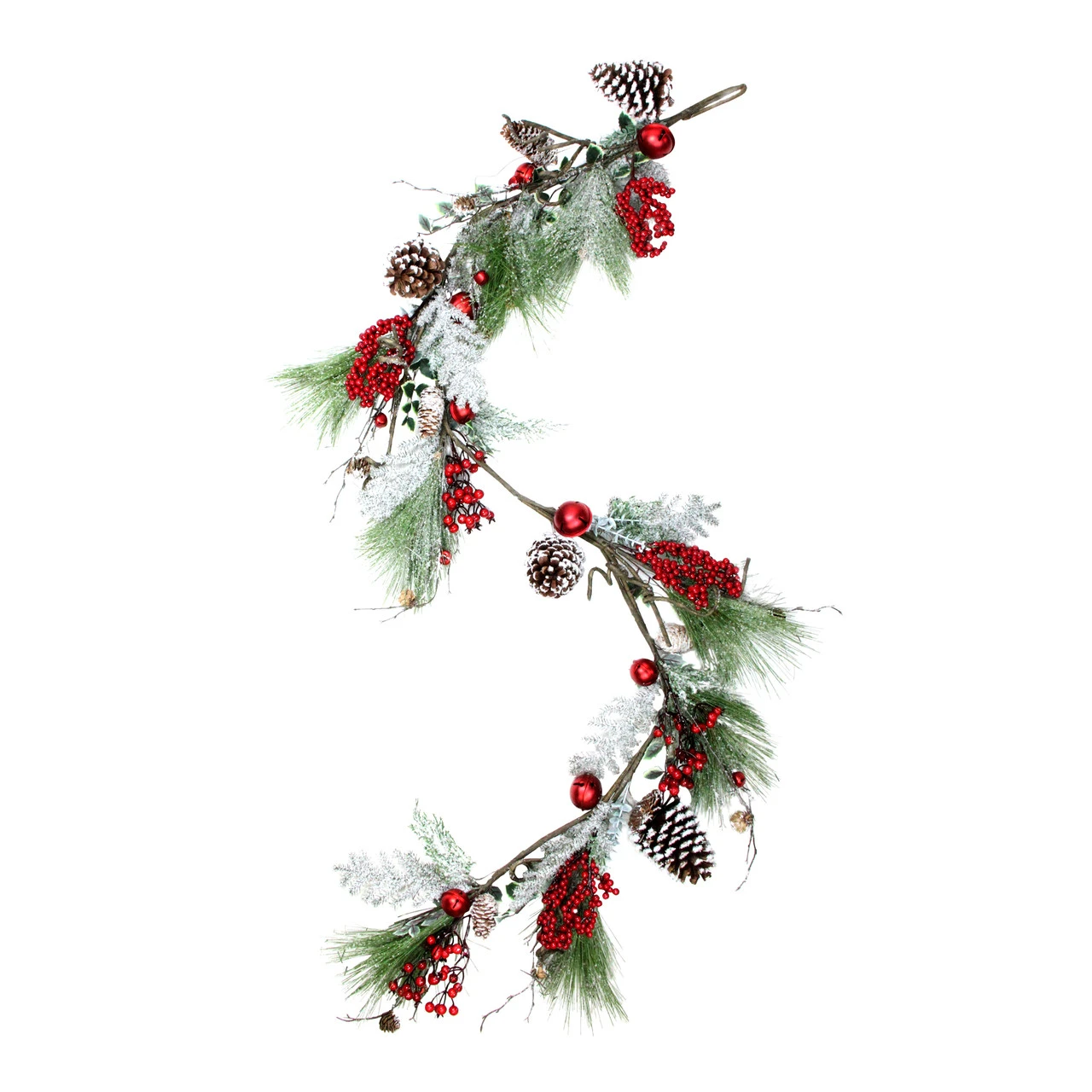 5.5' X 7" Frosted And Flocked Berries Christmas Garland - Unlit - Image 3