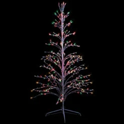 6' White Cascade Twig Tree Christmas Outdoor Decoration - Multi Lights
