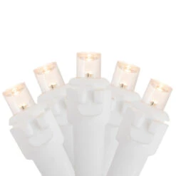 100ct Warm White LED Wide Angle Christmas Lights, 33ft White Wire