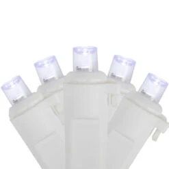 50ct White LED Wide Angle Christmas String Lights, 16.25ft White Wire