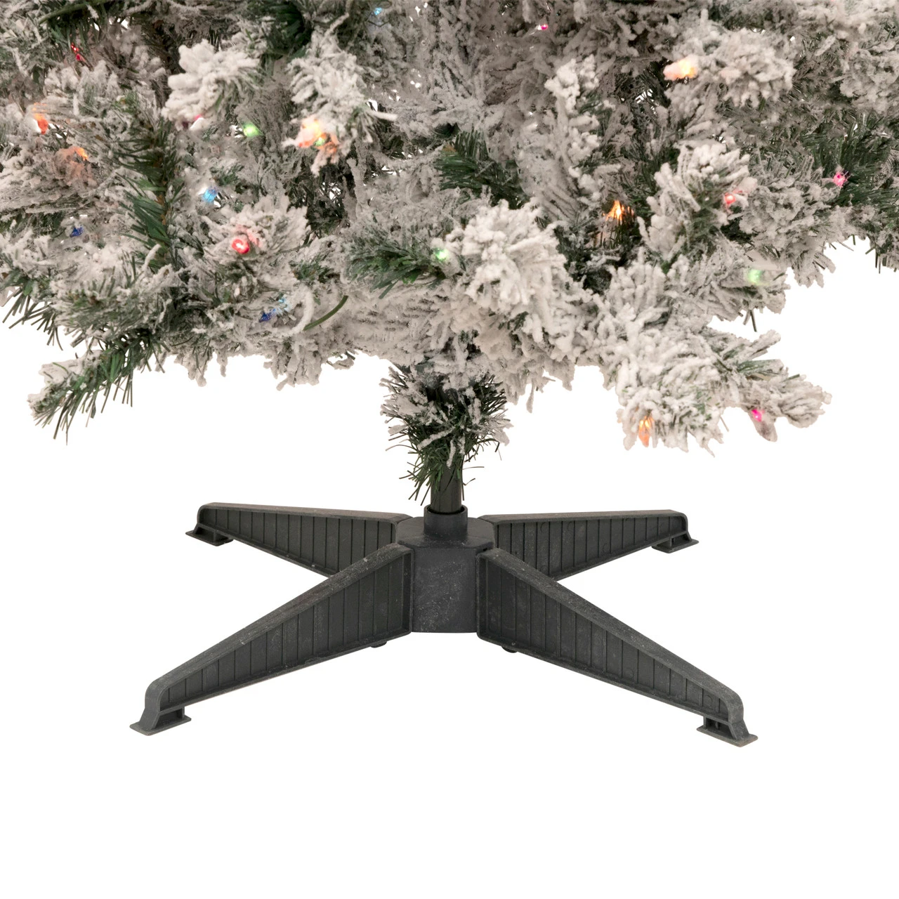 4.5' Pre-Lit Medium Heavily Flocked Pine Artificial Christmas Tree, Multicolor Lights - Image 6