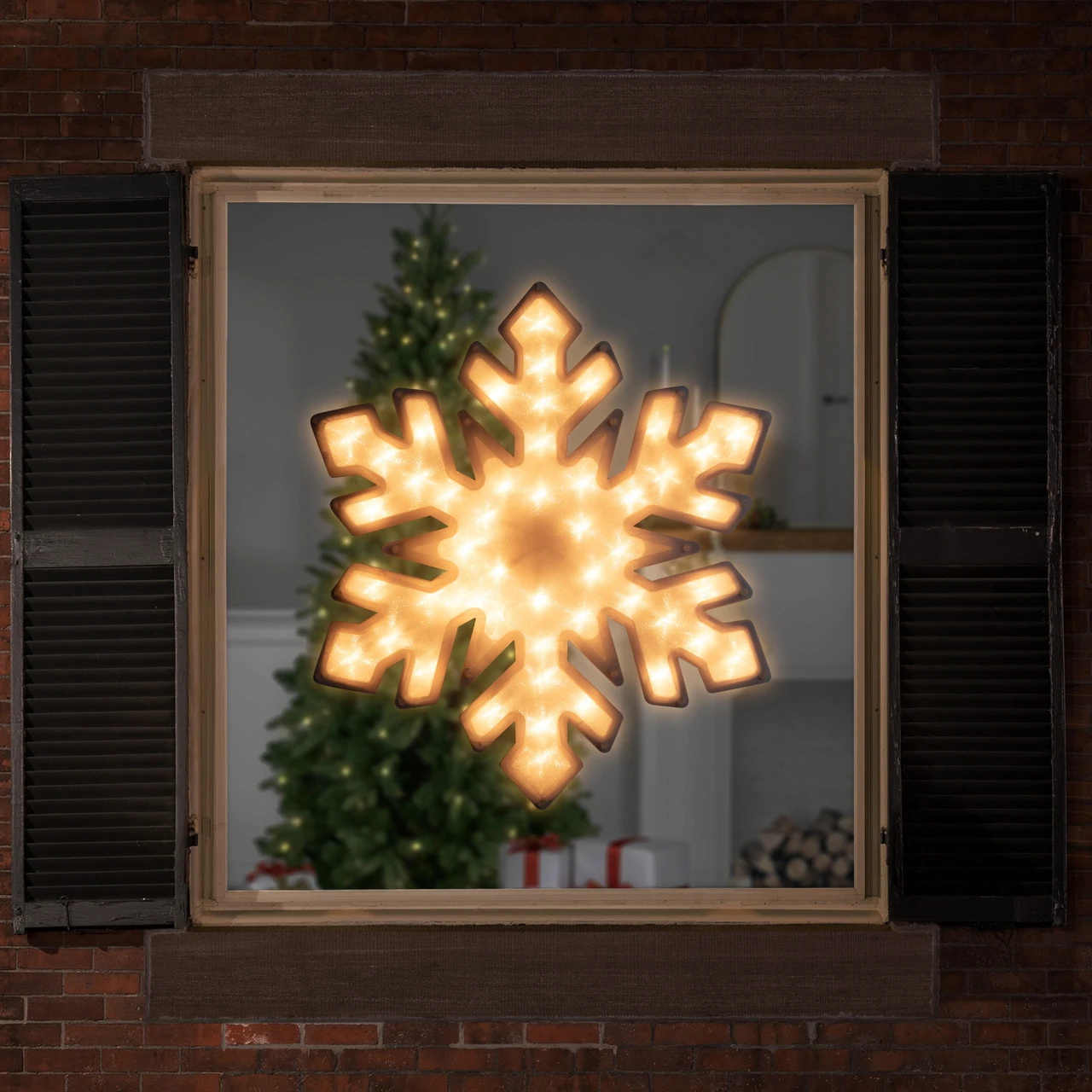 20" Lighted Snowflake Christmas Window Silhouette Decoration - Image 3