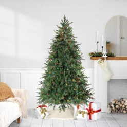 6.5' Pre-Lit Full Hunter Fir Artificial Christmas Tree - Multicolor Lights