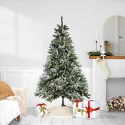6.5' Pre-Lit Medium Frosted Sierra Fir Artificial Christmas Tree - Warm Clear LED Lights