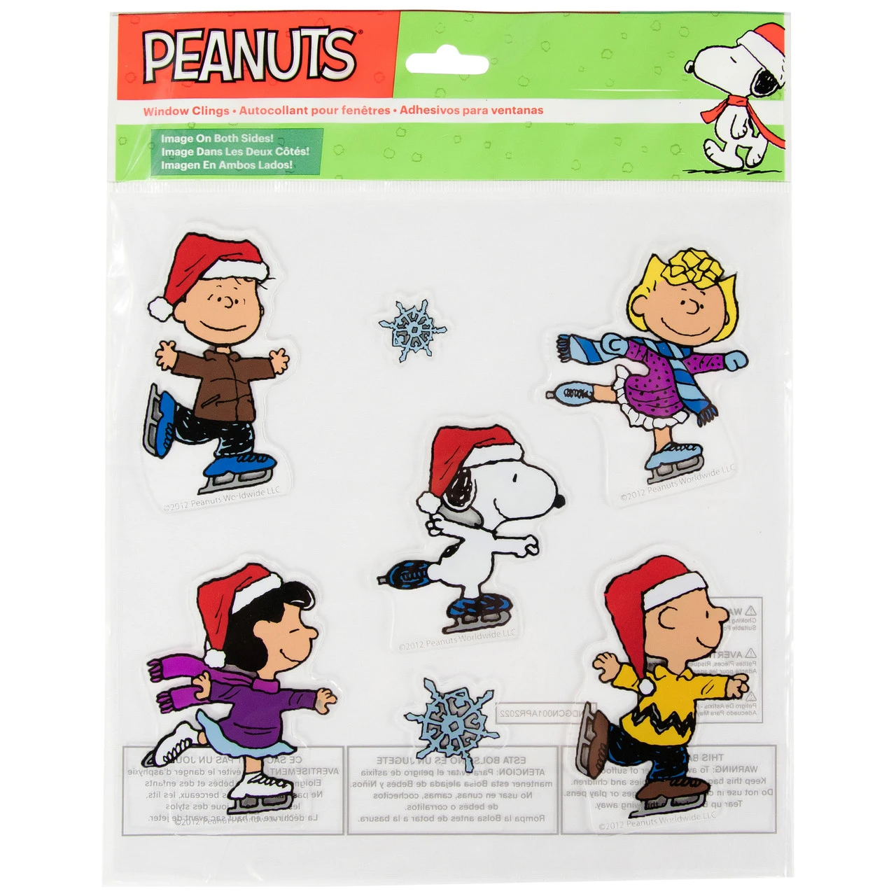 7-Piece Peanuts Characters Ice Skating Christmas Jelz Window Clings - Image 5