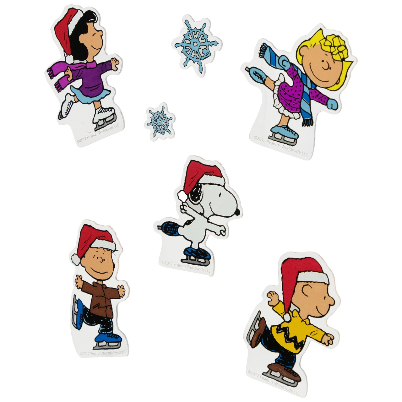 7-Piece Peanuts Characters Ice Skating Christmas Jelz Window Clings - Image 3