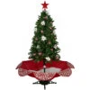 6' Green And Red Musical Lighted Snowing Artificial Christmas Tree, White LED Lights