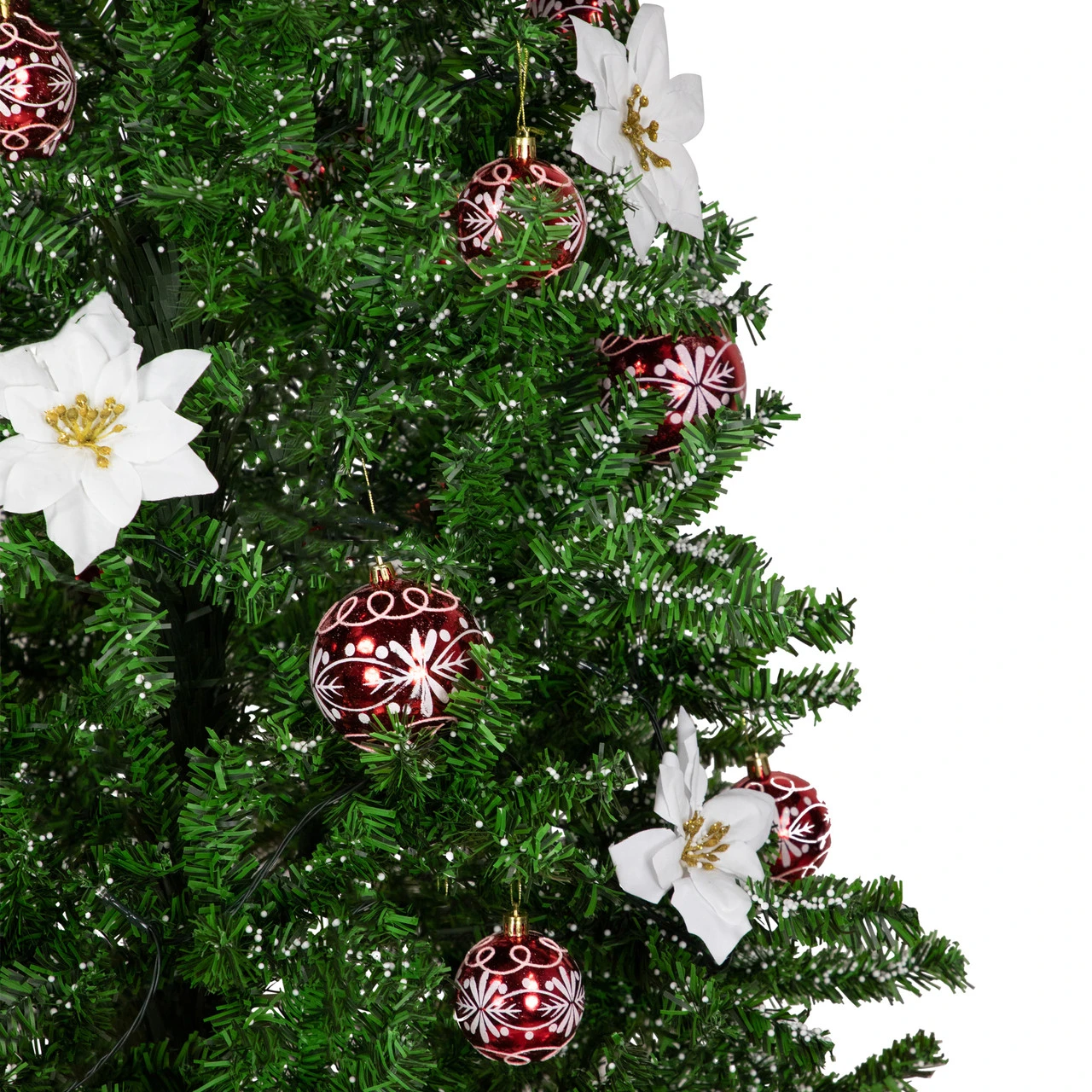 6' Green And Red Musical Lighted Snowing Artificial Christmas Tree, White LED Lights - Image 3