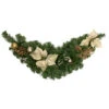 32" Gold Poinsettia And Pinecone Artificial Christmas Swag, Unlit
