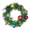 Multi-Colored Ornaments And Artificial Pine Christmas Wreath, 24-Inch, Unlit