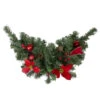 24" Pre-Decorated Red Poinsettia, Pine Cone And Ball Artificial Christmas Swag, Unlit